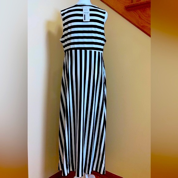 Women’s Casual High Waist Line Maxi Striped Navy White Summer Dress Size S, XXL - Picture 7 of 8